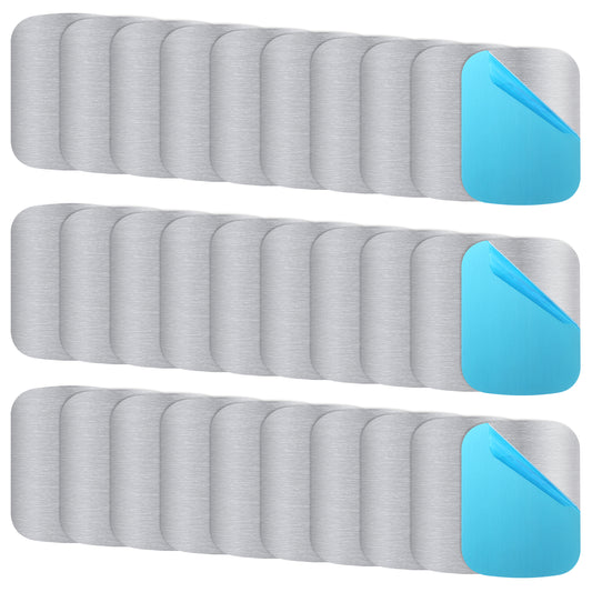 Bewudy 30 Self-Adhesive Metal Plates, Replacement Metal Plates Set, Metal Plates for Phone Case, Metal Plate for Car Metal Plates for Phone Square Metal Plates for Adhesive Base for Magnets(5 x 3.8CM)