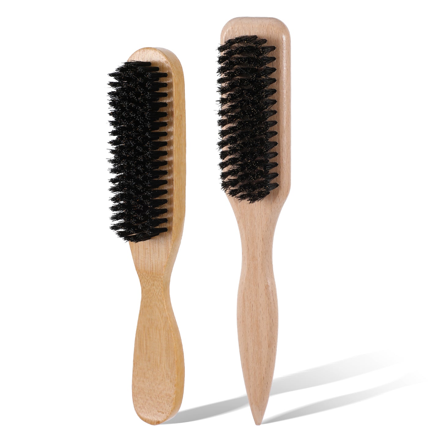 YUXMU 2 Pack Soft Boar Bristle Hair Brush, Slick Back Brush for Women & Men, Natural Boar Bristle Slick Back Hair Brush with Smoothing Edge Control Frizz Free Hairstyles
