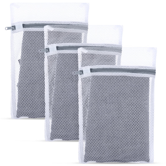 JIEYAO Mesh Laundry Bags, 3 Pcs Lingerie Bags for Washing Delicates, Honeycomb Mesh Garment Bag Net Laundry Bag with Strong Zipper for Washing Machine Underwear Pants Bras Socks(Small,30x20cm/12x8in)