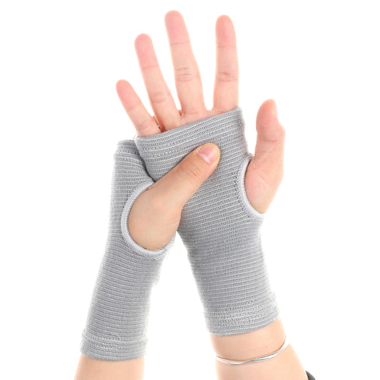 HJZHII 2pairs Wrist Sleeves, Palm Brace Wrist Support Sleeves Elastic Hand Wraps Breathable Fingerless Mittens Compression Carpal Tunnel Wrist Brace Covers for Fitness Sports Driving Cycling(Grey)