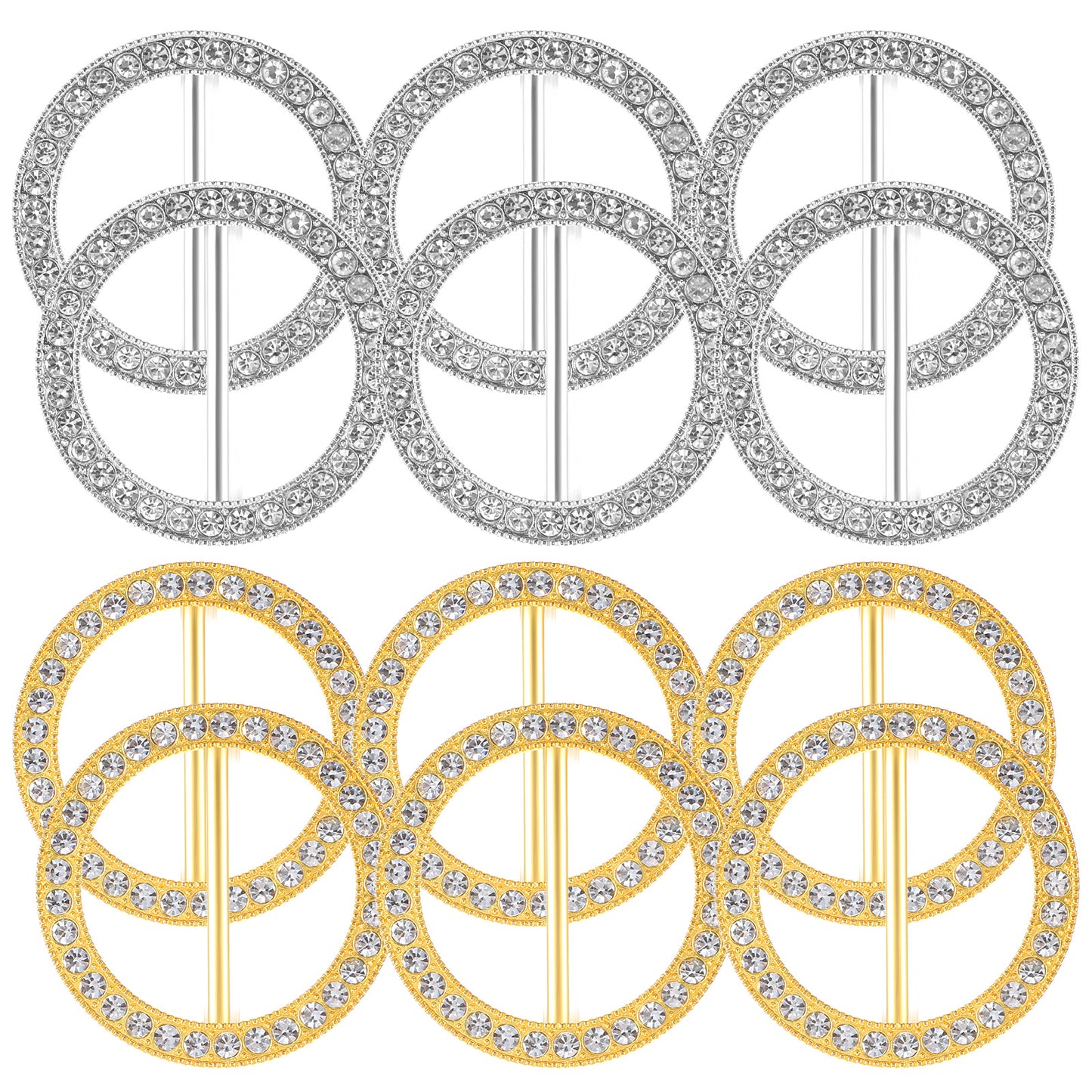 WJIAAA 12Pcs Rhinestone Scarf Rings for Women, Gold and Silver T Shirt Clips, Alloy Clothing Accessories for Women, Decorative Cinch Buckle for Scarves Shawl Shirts Ties Sweater Dress Pant