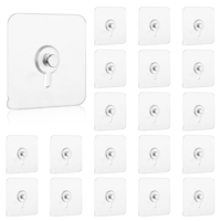 Giantree 20Pcs Adhesive Wall Mount, Wall Hangers Without Nails, Adhesive Hooks Picture Hangers Without Nails, Heavy Duty Adhesive Wall Hooks Stick On Hooks for Kitchen Bathroom Home Office Key