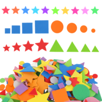 BOHUIZ 313 Pcs Foam Stickers Foam Geometric Shape Stickers, 10 Colors Self Adhesive Circle Square Triangle Pentagram Geometric Stickers for DIY Crafts Scrapbooking Kids School Project Party Decor