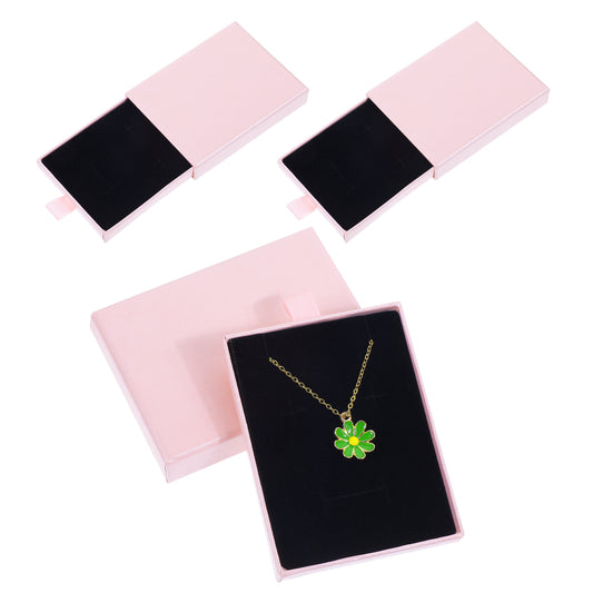 JIYIN 3 Pack Jewelry Gift Boxes 2.8 x 3.5 x 0.7Inch Small Gift Boxes, Cardboard Jewelry Boxes Drawer Type Jewelry Organizer Box Jewelry Gift Boxes For Necklace Bracelets Ring Earring Display Box(Pink)