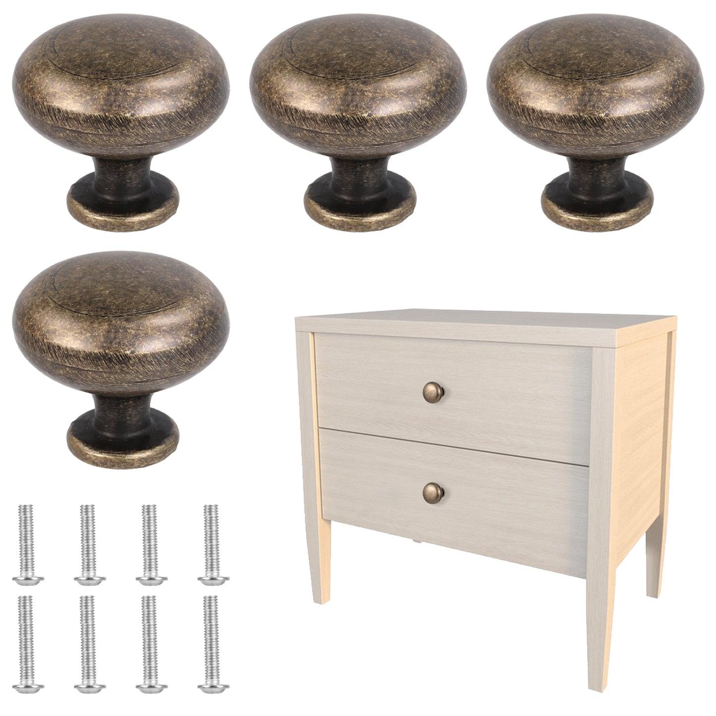 Giantree 4Pcs Cabinet Knobs, Antique Brass Cabinet Knobs, Knobs for Cabinets and Drawers, Cabinet Knobs for Kitchen Bathroom, Zinc Alloy for Drawer Knobs for Dresser Cupboard Wardrobe(Bronze)