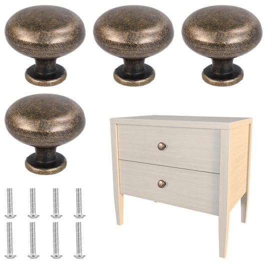 Giantree 4Pcs Cabinet Knobs, Antique Brass Cabinet Knobs, Knobs for Cabinets and Drawers, Cabinet Knobs for Kitchen Bathroom, Zinc Alloy for Drawer Knobs for Dresser Cupboard Wardrobe(Bronze)