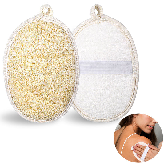 MBAIYO 2Pcs Natural Loofah Body Scrubber, Bath Loofah Sponge Shower Scrubber for Body and Face Exfoliating Shower Sponge for Men Women Skin Care