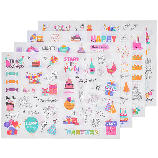 Amaxiu 225 Pcs Happy Birthday Stickers, Birthday Party Anniversary Sticker Decals Waterproof Vinyl Stickers, Happy-Birthday Decals Supplies for Cards Decorations Balloon Cake Decal for Kids Adults