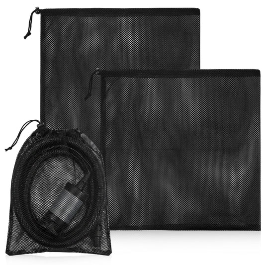 Amabro 2Pcs Pond Filter Bag, Fish Pond Pump Filter Bags Household Filters-Bag Mesh Accessories with Drawstring Anti-Clogging Water Pump Cover Barrier Box Basket Outdoor(17.71"x 17.71", Black)