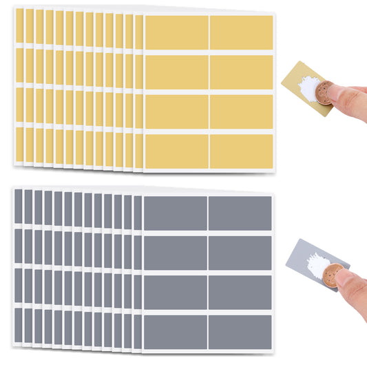 HJZHII 224 Pcs Scratch Off Stickers, 42 x 23 mm Scratch Off Card Stickers Rectangle Self Adhesive Scratch Off Label for Game DIY Travel Voucher Gifts Birthday Wedding