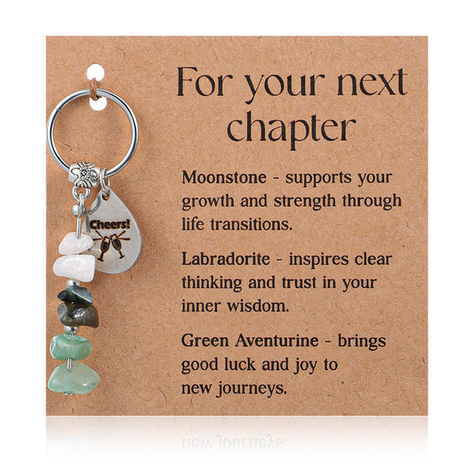 MBAIYO Small Crystal Keychain, Natural Crystal Keychain Gift Cute Healing Crystals Charm Key Chain Cute Accessories for Best Friend Coworker Teacher Farewell and Retirement Gifts