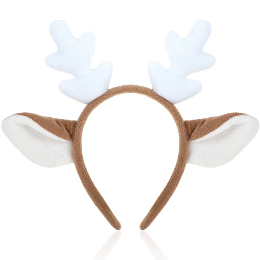 JIEYAO Reindeer Antlers Headband, Animal Ears Realistic Deer Antlers Headband Party Cosplay Reindeer Costume for Christmas Halloween(brown)