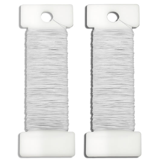 LXUEJIE 2 Pcs White Floral Wire, 38 Yards 114 Ft 22 Gauge Flexible White Floral Wire Crochet Wires for Crafts Iron for Crafts, Christmas Wreaths, Tree, Flower Arrangement, Ribbon Making DIY