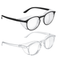 BOHUIZ 2 Pcs Safety Glasses Anti Fog Goggles Protective Eyewear Blue Light Blocking Anti Dust UV Protection Glasses(Clear+Black)