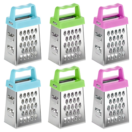 BOHUIZ 6Pcs Mini Cheese Grater, Stainless Steel Professional Box Grater Efficient Kitchen Small Gadget for Grating Garlic Ginger Vegetable Chocolate Parmesan