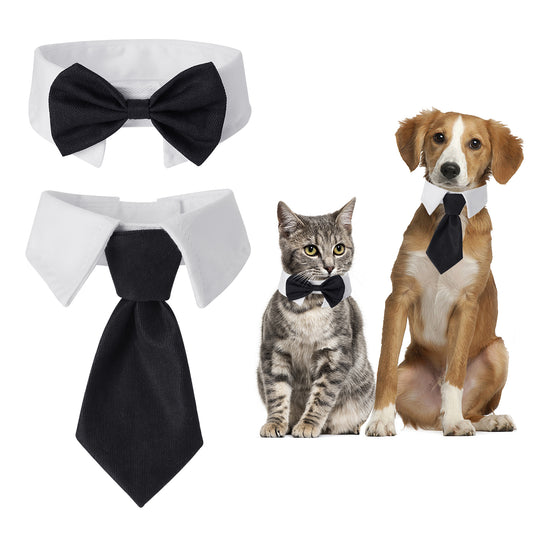 HJZHII Dog and Cat Tuxedo Collar, Adjustable Pets Bow Tie Cat Dog Wedding Bowtie Tux Collar Formal Puppy Kitten Costume Necktie Collar Dog Bowtie Cat Collar Birthday Easter Valentines