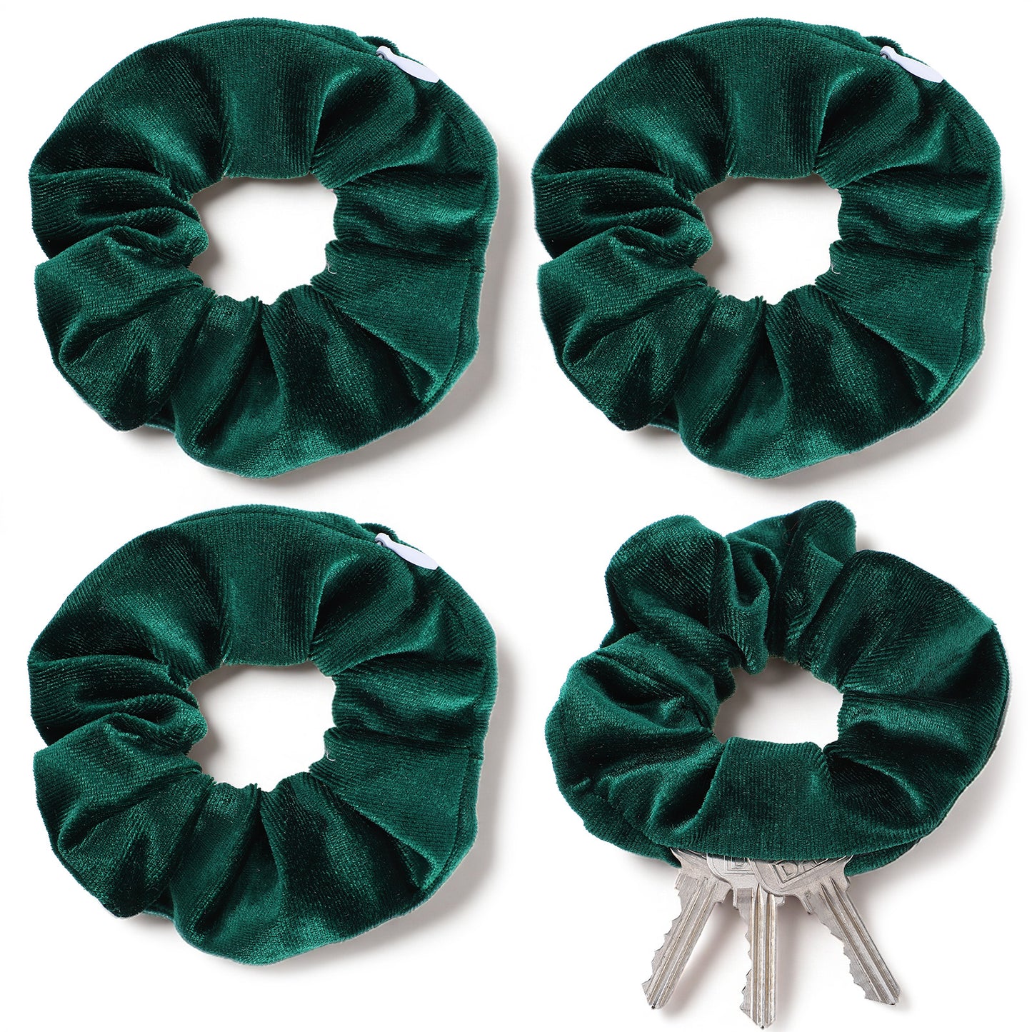 HJZHII 4PCS Pocket Scrunchie, Green Velvet Scrunchies Velvet Hidden Pocket Scrunchies Hair Scrunchie Hair Ties Soft Scrunchiewith Zip Pockets Ponytail Holder Hairs Accessories for Women Girls
