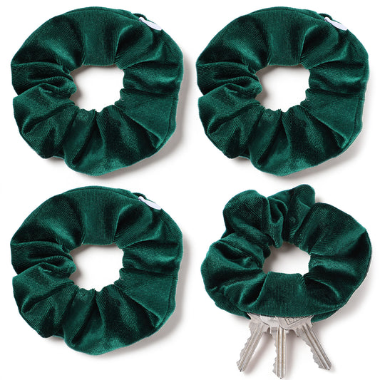 HJZHII 4PCS Pocket Scrunchie, Green Velvet Scrunchies Velvet Hidden Pocket Scrunchies Hair Scrunchie Hair Ties Soft Scrunchiewith Zip Pockets Ponytail Holder Hairs Accessories for Women Girls