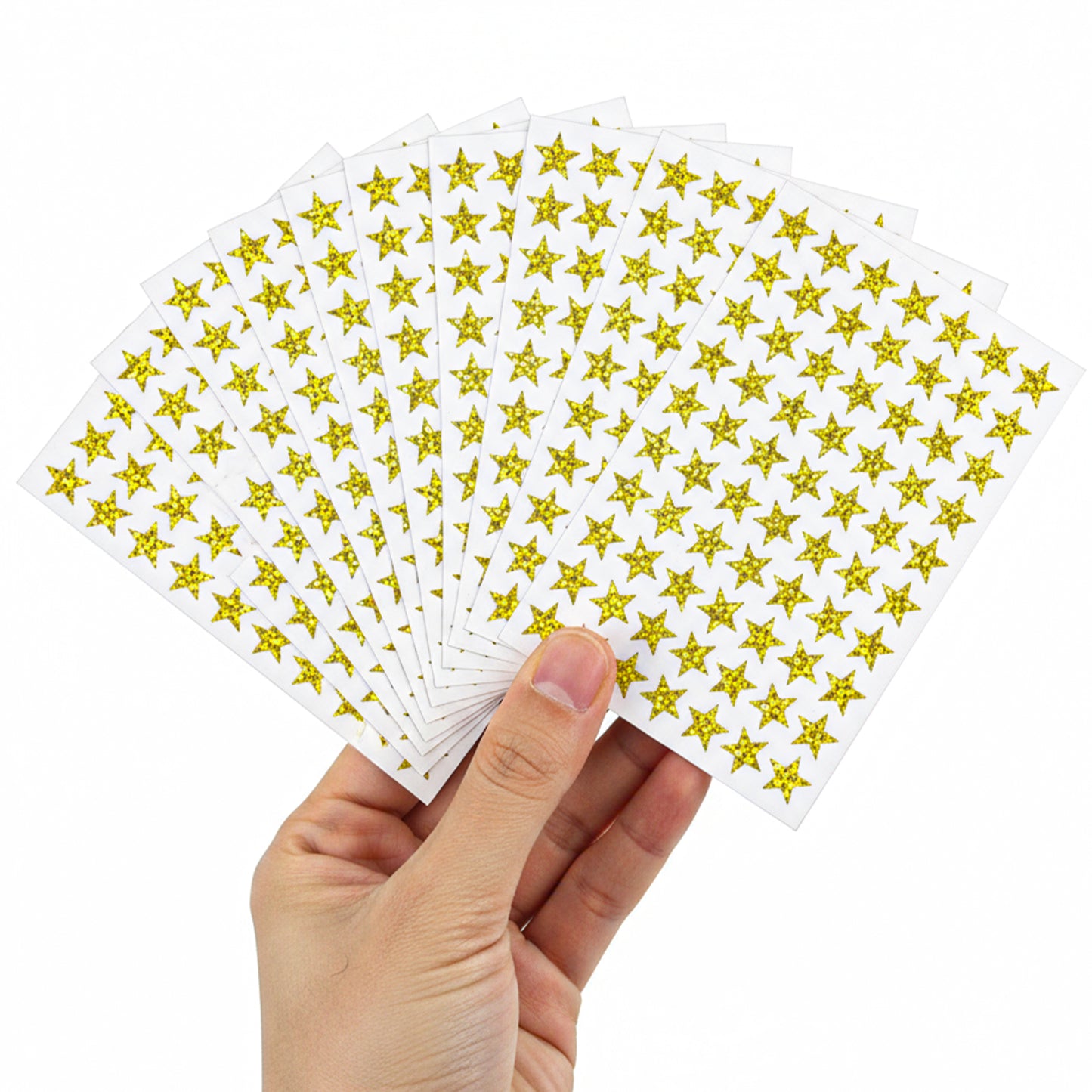WJIAAA 3080 PCS Gold Star Stickers,Holographic Foil Gold Stars Stickers Self Adhesive Small Mini Stars Sticker for Rewards Arts Crafts Office Supplies 40sheet