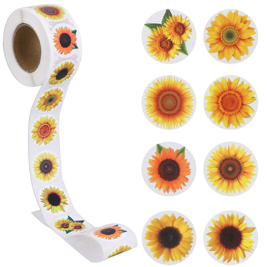 Molain Sunflower Stickers 1 Inch with 8 Different Patterns Self Adhesive Summer Flowers Decorative Label Stickers for Baking Birthday Party Holiday Gifts Books Gift Bags Crafts(1)