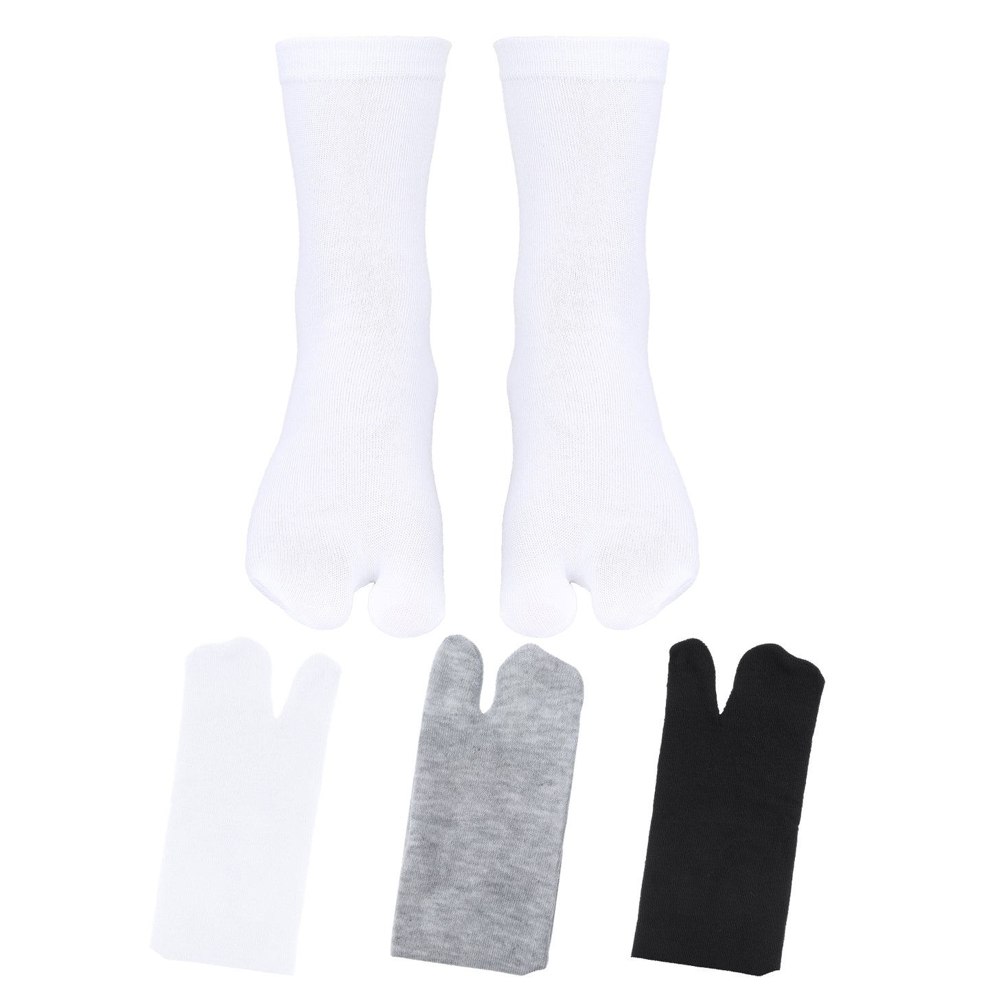 TIESOME 4 Pairs Tabi Socks, Tabi Split Toe Socks Flip Flop Sock for Men Women Low-Cut Stretch Comfort Crew Sock, 3 Colors