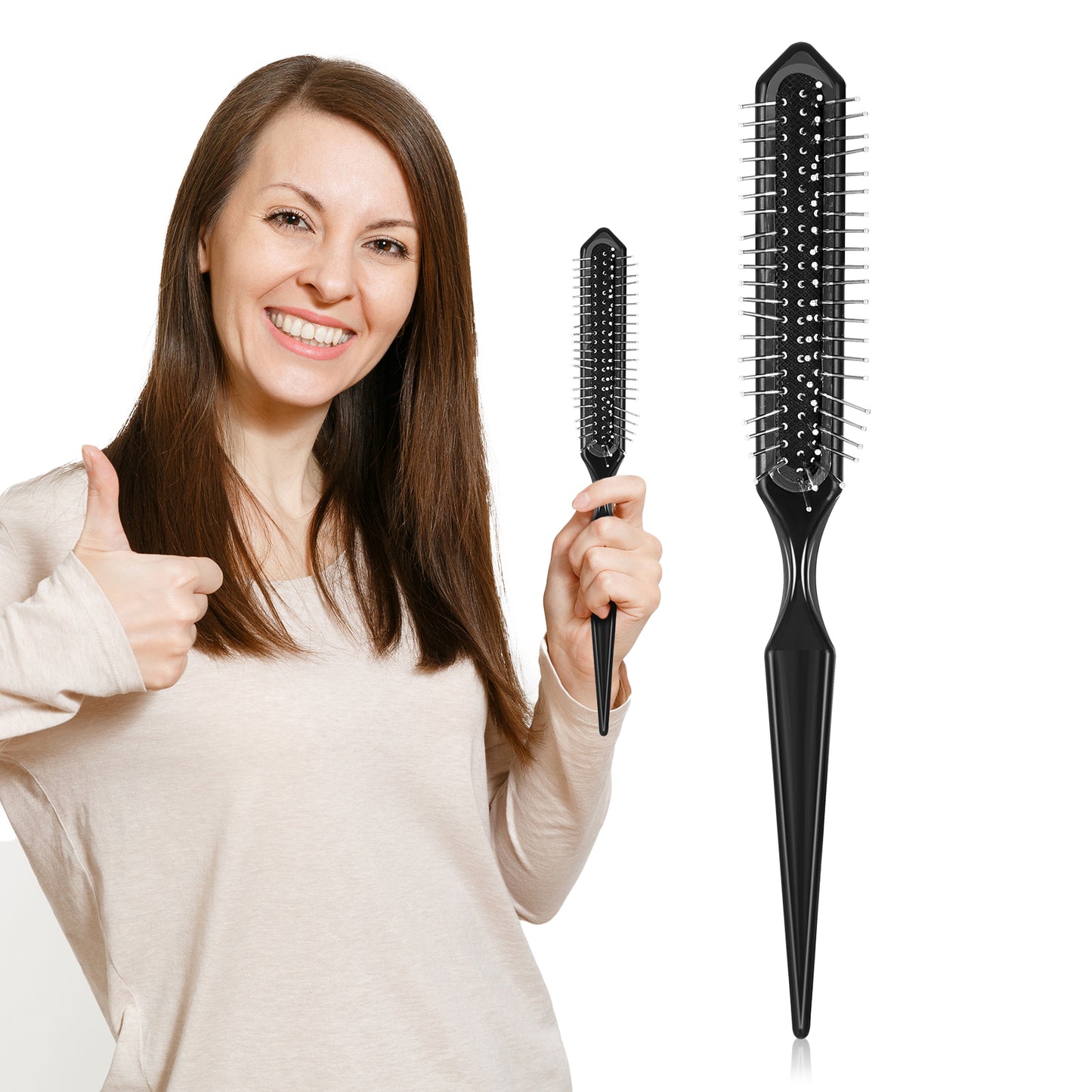 Giantree 1Pcs Wig Brush, Wig Brushes for Synthetic Hair, Stainless Steel 3 Row Wig Wire Brush Black Edge Brush, Curl Defining Brush Travel Size for Synthetic Wigs Detangling, Barber, Beginner(1Pcs)