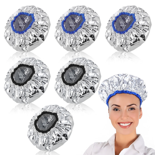 SHENLIU 6Pcs Heat Cap for Deep Conditioning, Aluminum Shower Cap, Processing Caps for Hair Hot Oil Treatment Hair Steamer, Reusable Hair Foils for Hair, Shower Caps for Sauna, Shower Spa
