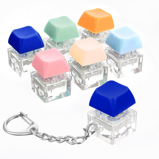 MBAIYO 6 Pack Keyboard Fidget, Keyboard Fidget Keychain Keyboards Decompression Button Finger Clicker Button Stress Relief Fidgets Gifts for Adult to Relief Stress Office Pass the Time