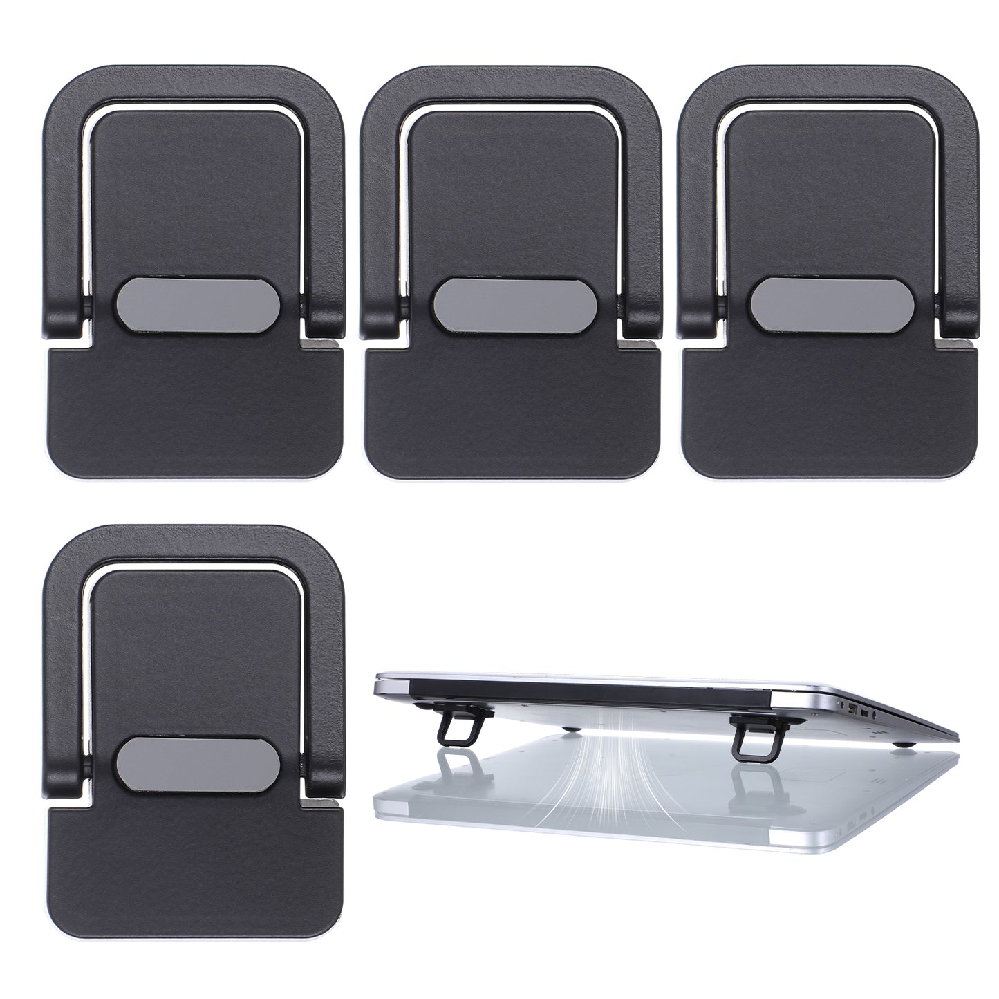 WJIAAA 4PCS Portable Keyboard Riser Self Adhesive Laptop Stand Black Mini Invisible Computer Feet for Desk Computer Keyboard Stand Laptop Holder with Anti slip Silicone(Black)