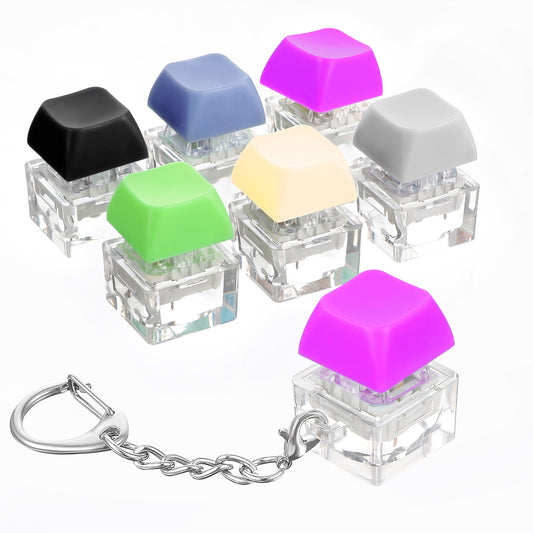 MBAIYO 6 Pack Keyboard Fidget Toy, Keyboard Fidget Keychain Button Clicker Decompression Finger Clicker Toys Button Squeeze Toys Finger Toy for Office Desk Pass the Time Stress Relief Gifts