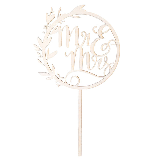 Andibro Mr & Mrs Wooden Cake Topper, Wooden Decoration Rustic Wedding Anniversary Decor Engagement Bridal Shower Decoration
