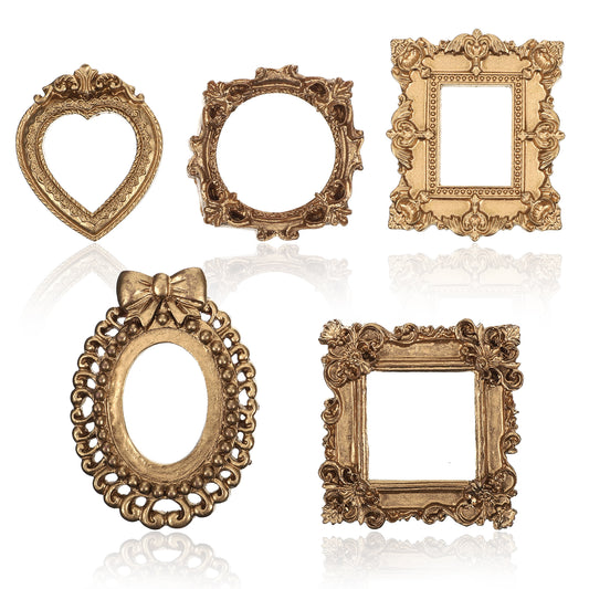 JJUNW 10 Pcs Mini Gold Frames Set, Mini Picture Frames Exquisite Vintage Tiny Picture Frame For Crafts, Diy Projects, Wall Hanging, Jewelry Display, And Elegant Home Decor Accents