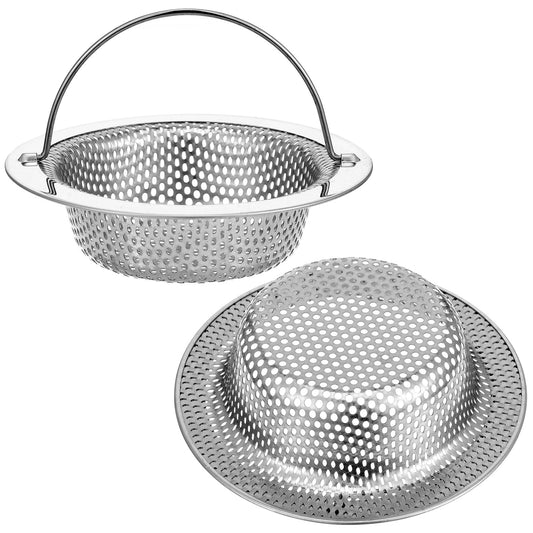 HJZHII 2Pcs Kitchen Sink Strainer with Handle, Stainless Steel Sink Drain Strainer Basket Food Catcher 4.5" Diameter
