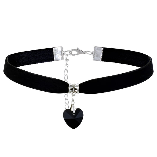 JIYIN Black Heart Choker Necklace For Women, Classic Velvet Heart Chokers Adjustable Gothic Necklace For Women Party Jewelry Valentine's Day Halloween Cosplay(Black)
