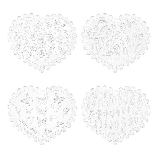 HJZHII 4 Pcs Flower Polymer Clay, Silicone Mini Leaf Molds Mushroom Butterfly Fondant Cake Flower Molds for Jewelry Making Earring Cupcake DIY Crafts(A)