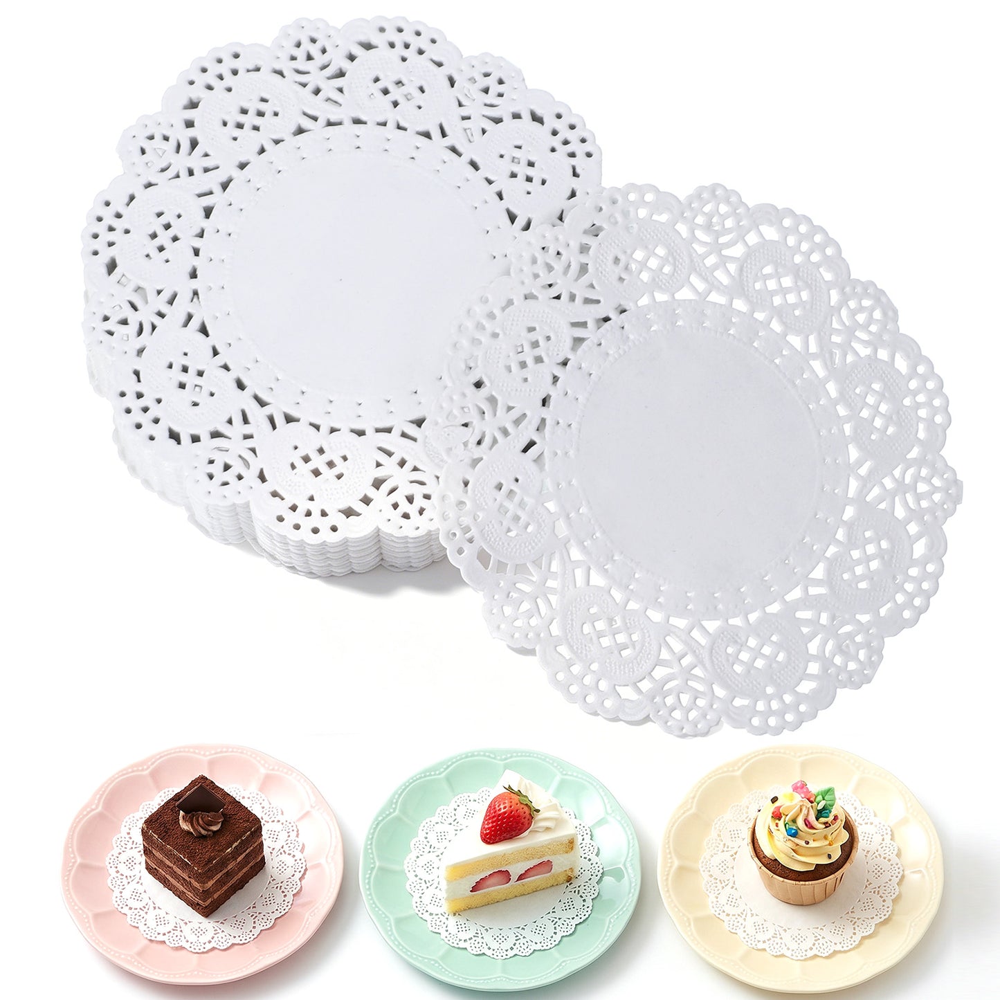 SULIKJHUI 400 Pcs Doilies, 3.5 Inch White Paper Doilies Round Lace Placemats for Dessert Trays Cakes Party Table Decorations