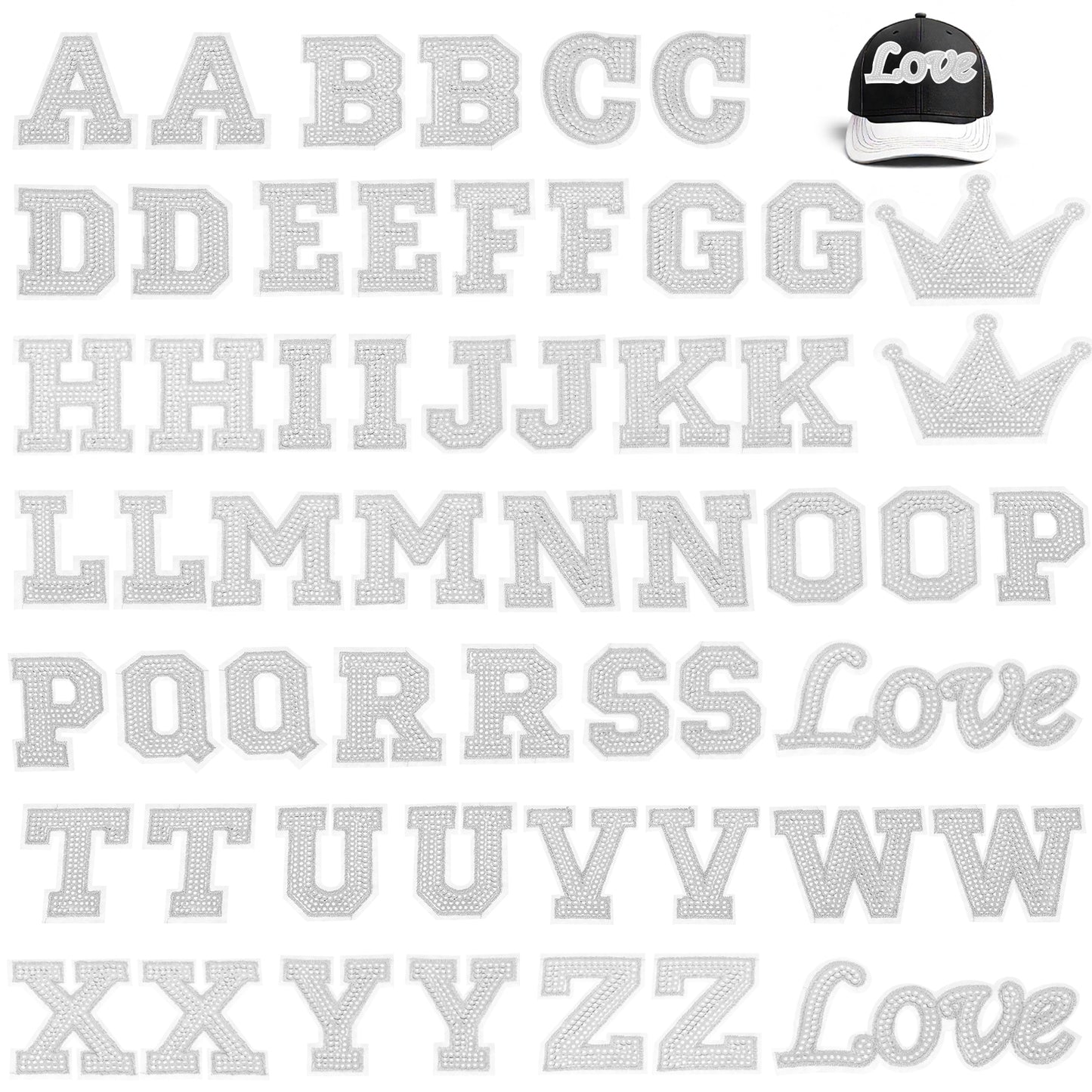 Molain 56Pcs Gold Sequin Alphabet A to Z Patches, Shiny Gold Letter Patches Iron on Sew on Letters for Clothing, Hats, Shoes, Backpacks, Handbags, Jeans, Jackets DIY Craft Supplies(Silver)