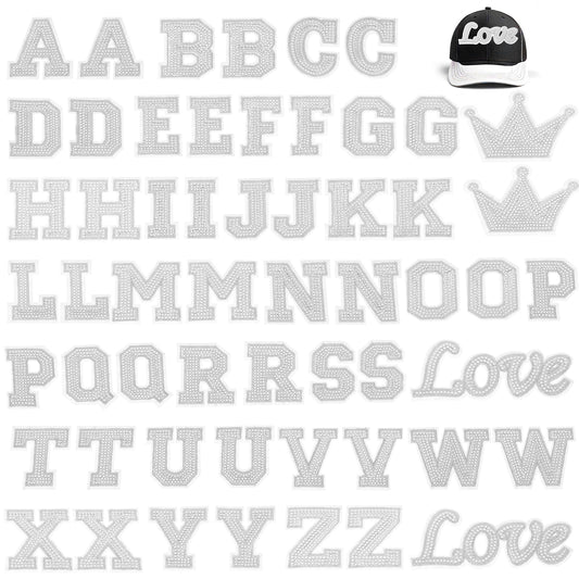 Molain 56Pcs Gold Sequin Alphabet A to Z Patches, Shiny Gold Letter Patches Iron on Sew on Letters for Clothing, Hats, Shoes, Backpacks, Handbags, Jeans, Jackets DIY Craft Supplies(Silver)