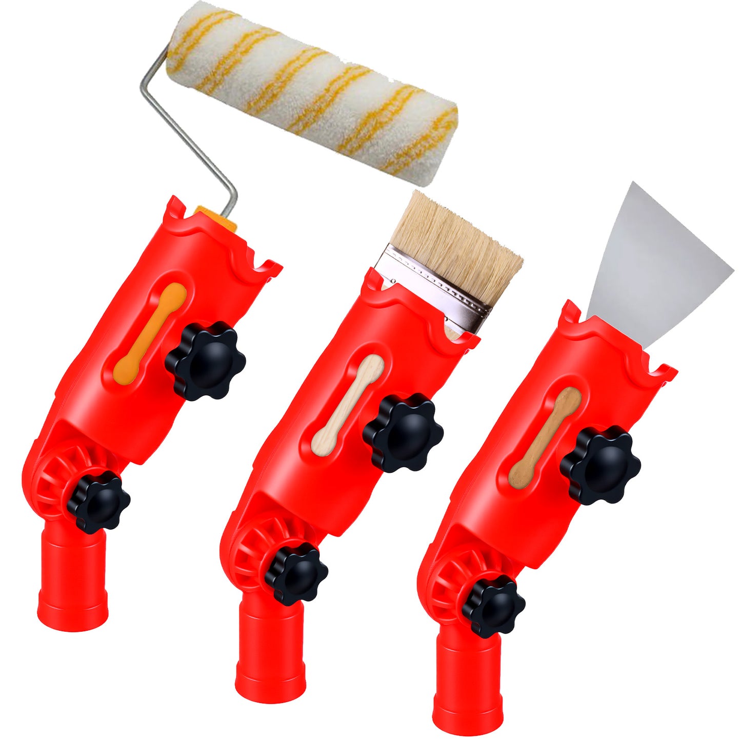 TIESOME Multi-Angle Paint Brush Extender, Paint Brush Holder Extension Pole Attachment Secure Handle Grip for High Ceiling Rotating Head Walls Edges Corners