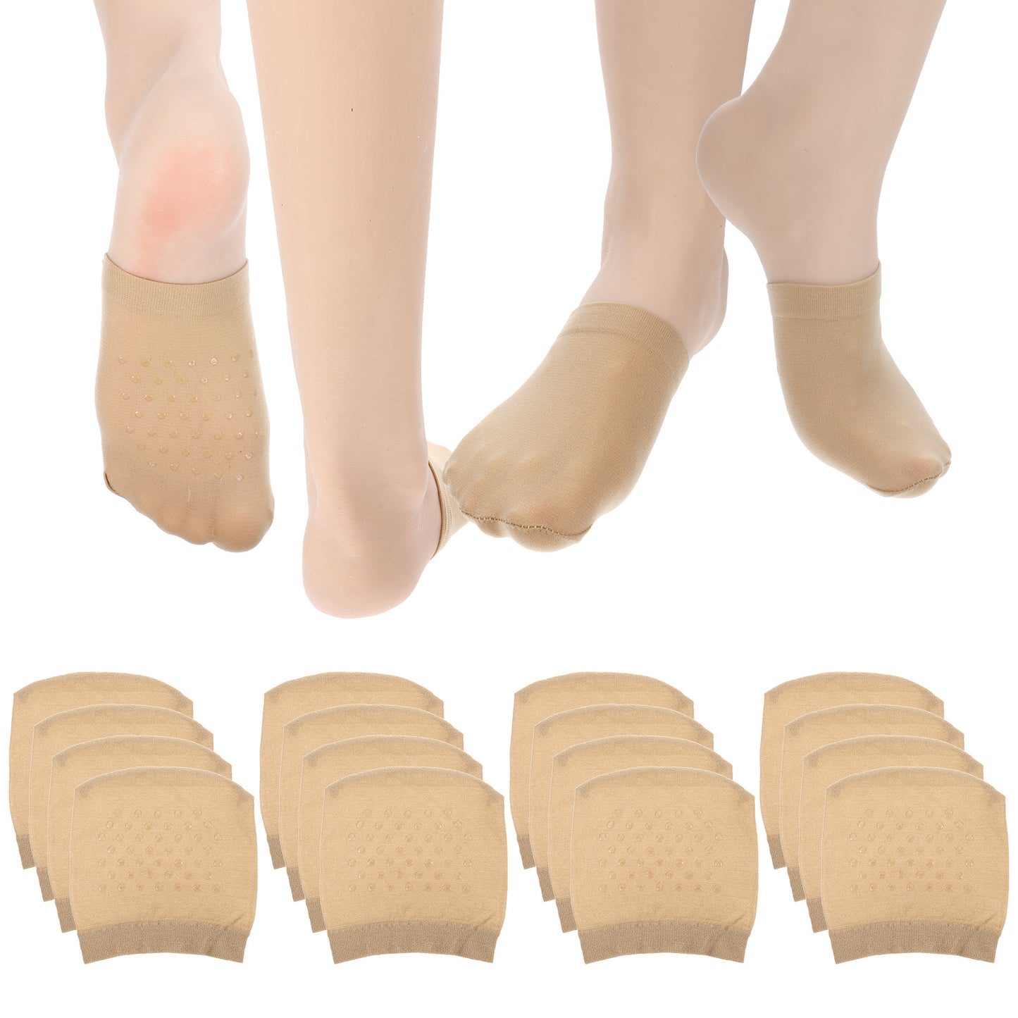 Yuanchu 8 Pairs Toe Topper Socks for Women, No Show Toe Topper Half Sock Non-Slip Liner Half Socks for Heels Mules