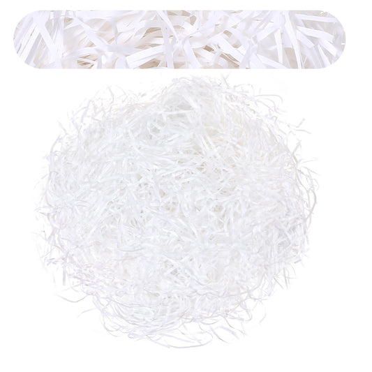 JIYIN 100g White Shredded Tissue Paper for Gift Boxes Stuffing, Soft Raffia Gifts Filler Paper Shreds Packaging Filler Material for Gift Baskets and Bags Suitable Party Easter Christmas Father's Day