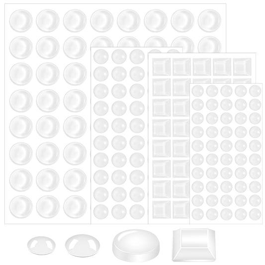 BOHUIZ Clear Cabinet Bumpers, 204Pcs Self-Adhesive Cabinet Door Bumper Noise Dampening Bumper Pads Silicone Rubber Bumpers for Drawers Picture Frames Cutting Board Furniture Wall Protection 4 Sizes