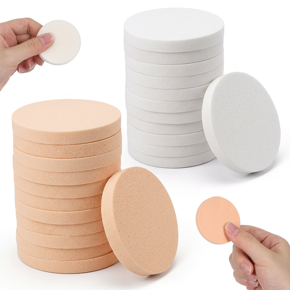 SULIKJHUI 24 PCS Flat Makeup Sponges for Foundation, Round Makeup Sponge