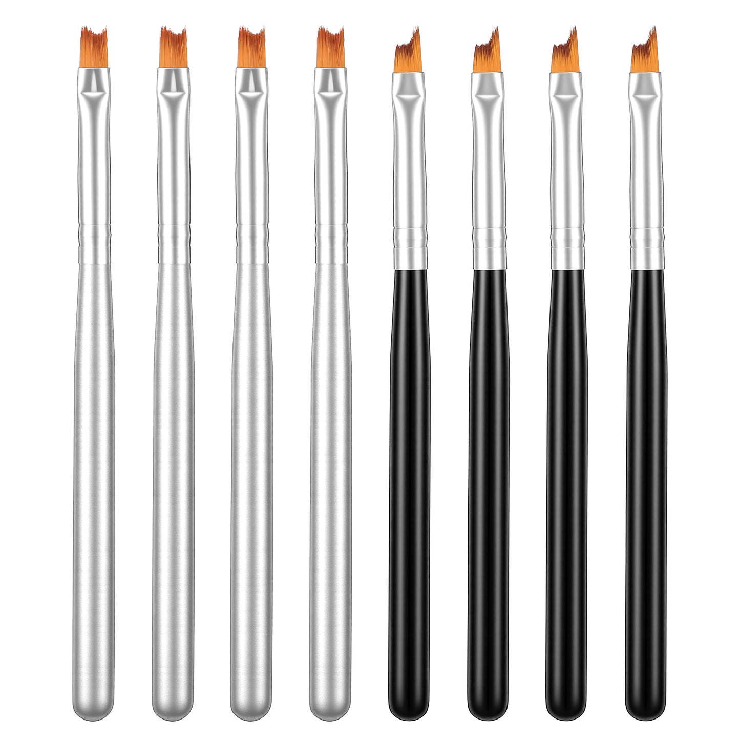 TIESOME 8 Pcs French Tip Nail Brush, Oblique Head French Manicure Brush Moon Shape Nail Painting Brushes, Wood Handle, Fine Ink Tip for Salon Home Use, Easy Control for Classic White Tips