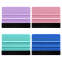 HJZHII 4 Pcs Vinyl Squeegee Tool, Felt Squeegee Vinyl Felt Vinyls Wrap Tools Smoothing Suede Felts Squeegees for Crafts Car Wrap Window Tint Wallpaper Glass Film(Purple, Green, Cyan, Pink)