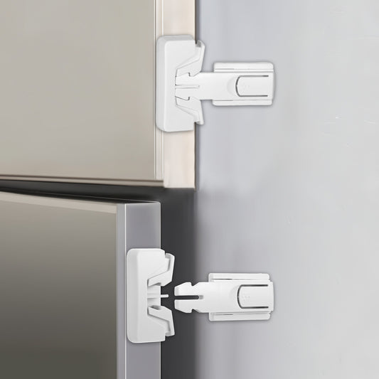 BOHUIZ 2 PCS Safety Child Proof Refrigerator Lock, Upgrade Refrigerator/Fridge/Freezer Door Lock for Children Kids Toddlers No Tools Required and Easy Installation(White)