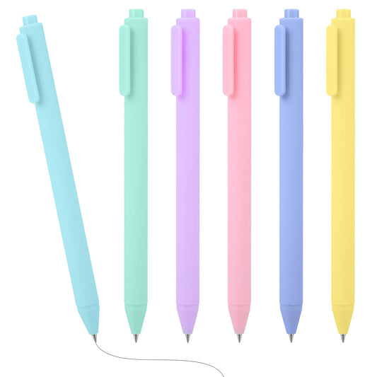 Amaxiu Retractable Pastel Gel Ink Pens, 6 Pcs 1.0mm Black Ink Ballpoint Pens Cute Rollerball Pens Smooth Writing Pens Aesthetic Ball Point Pen School Office Supplies