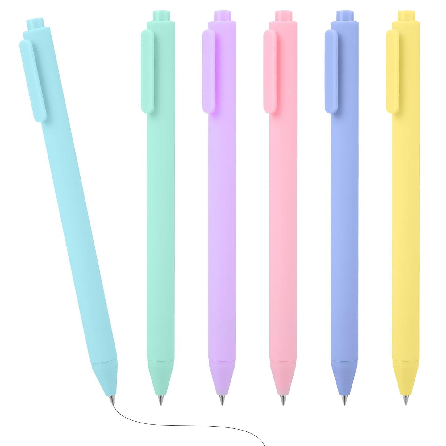 Amaxiu Retractable Pastel Gel Ink Pens, 6 Pcs 1.0mm Black Ink Ballpoint Pens Cute Rollerball Pens Smooth Writing Pens Aesthetic Ball Point Pen School Office Supplies
