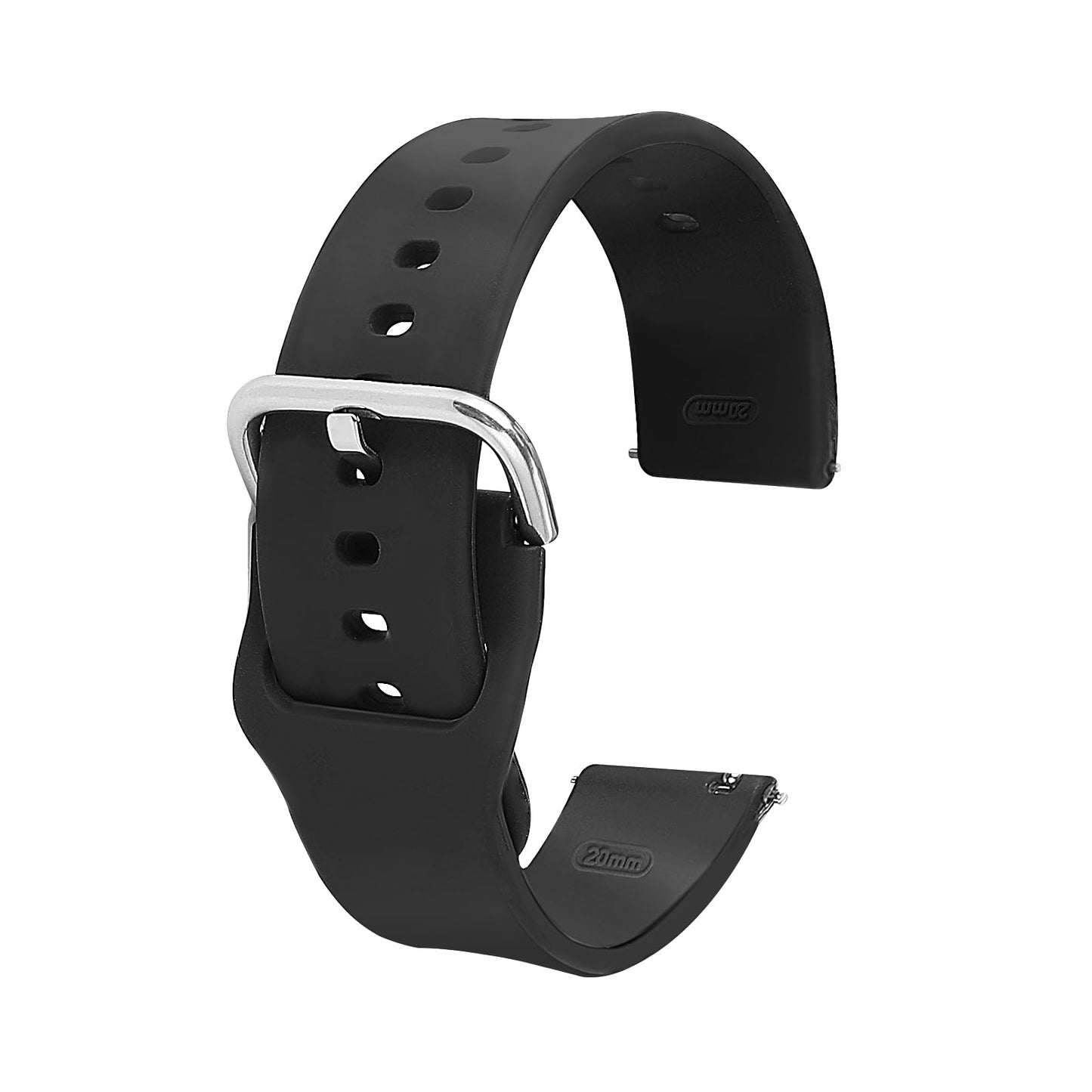 cobee Silicone Watch Bands, Quick Release Waterproof Replacement Watchbands, Adjustable Sport Watch Straps, Anti-sweat Wrist Watch Band for Outing Work, Universal Silicone Watch Strap(Black, 20mm)