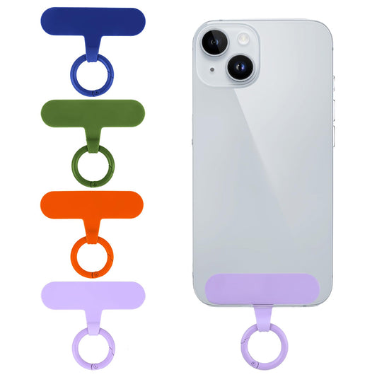 HJZHII Pack of 4 TPU Material Mobile Phone Chain Universal Tether Tabs, 6 x 1.6 cm Mobile Phone Chain Holder Lanyard Patch, Mobile Phone Anti-Theft Mobile Phone Strap Pads with Metal Ring for Most